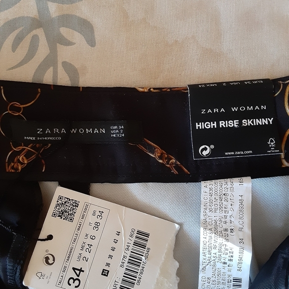 Zara Woman High Rise Skinny Chain Print Pant - Picture 5 of 6